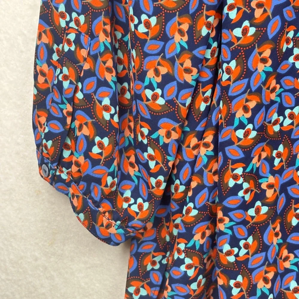 NYDJ Blouse Womens 2X Floral Pleated Back Relaxed Fit
